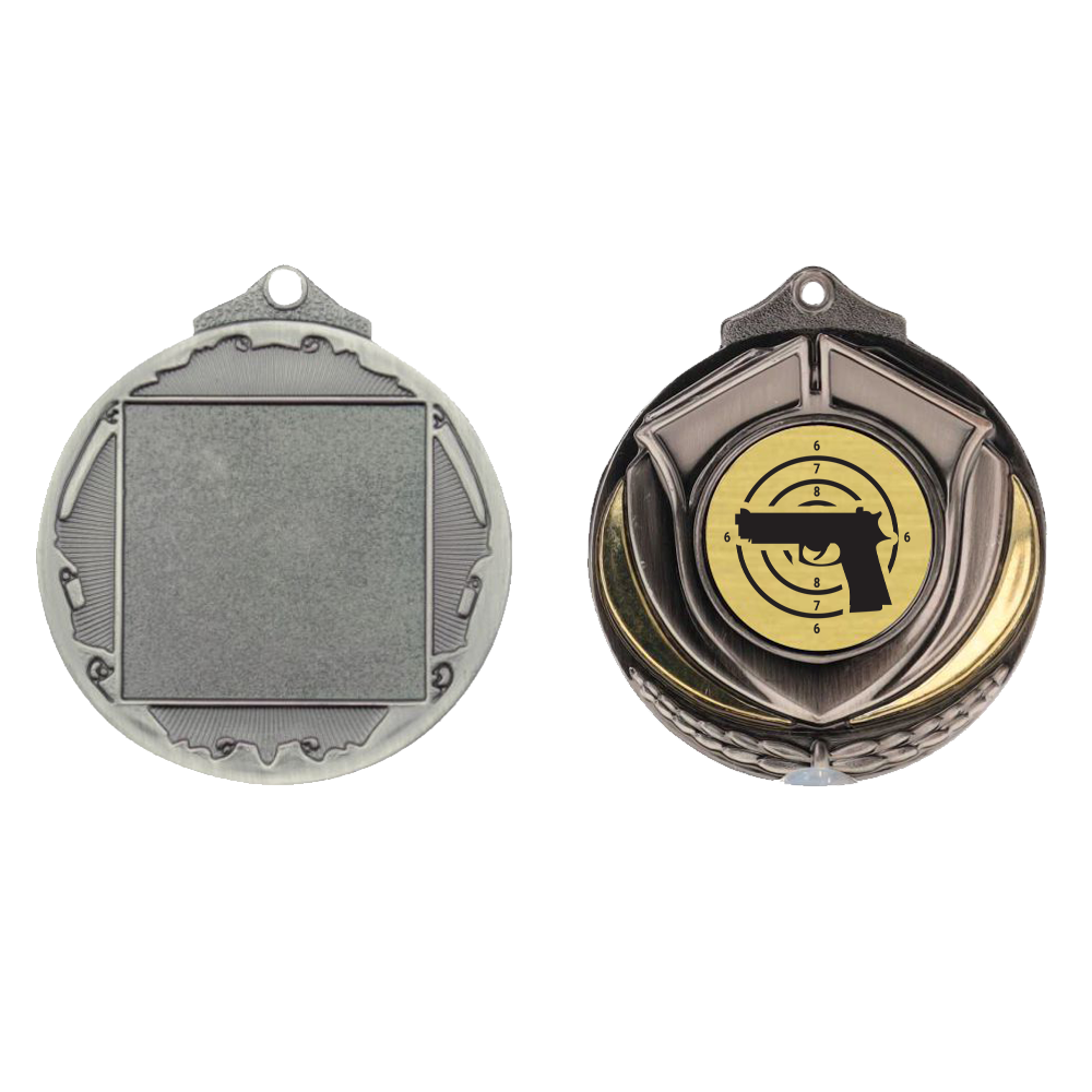 Two Tone Silver Medal 50mm - Pistol