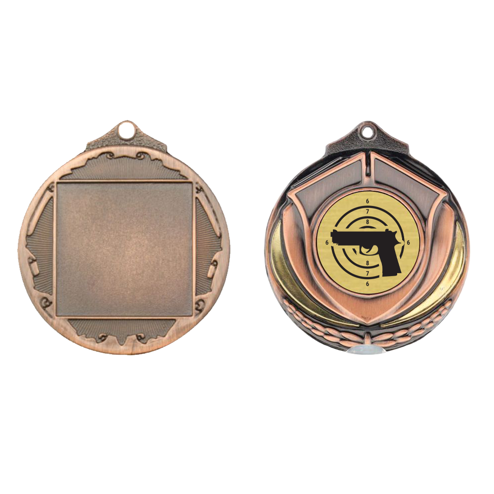 Two Tone Bronze Medal 50mm - Pistol