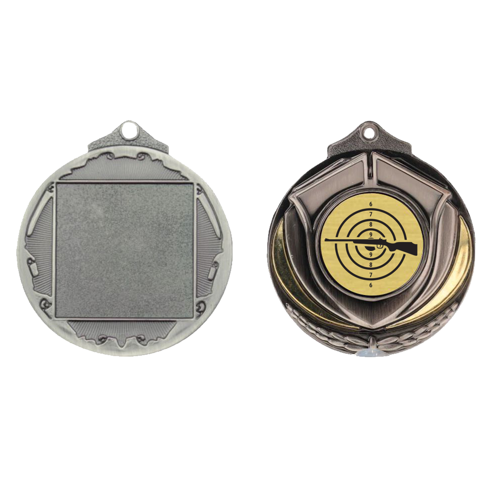 Two Tone Silver Medal 50mm - Rifle