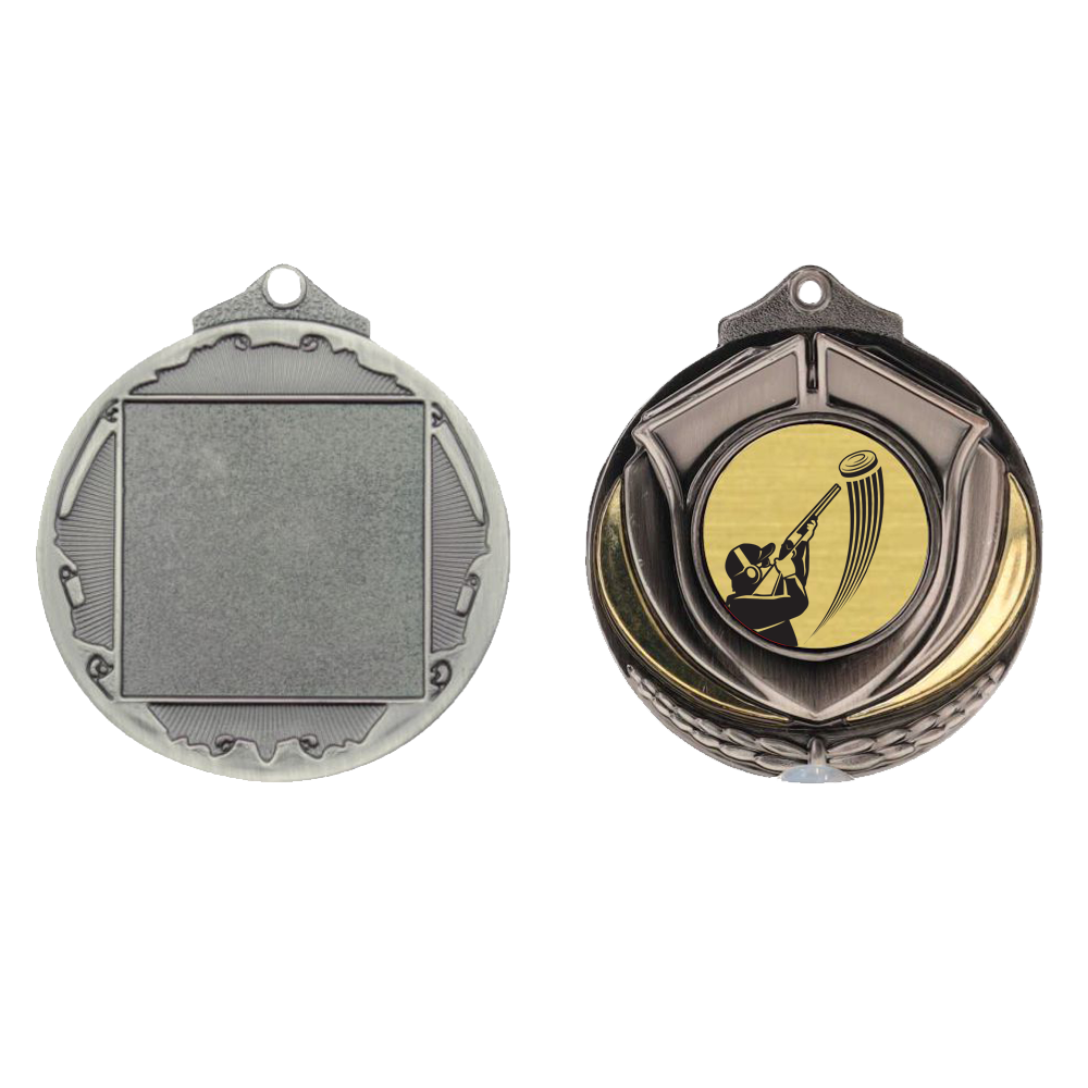 Two Tone Silver Medal 50mm - Trap Shooting
