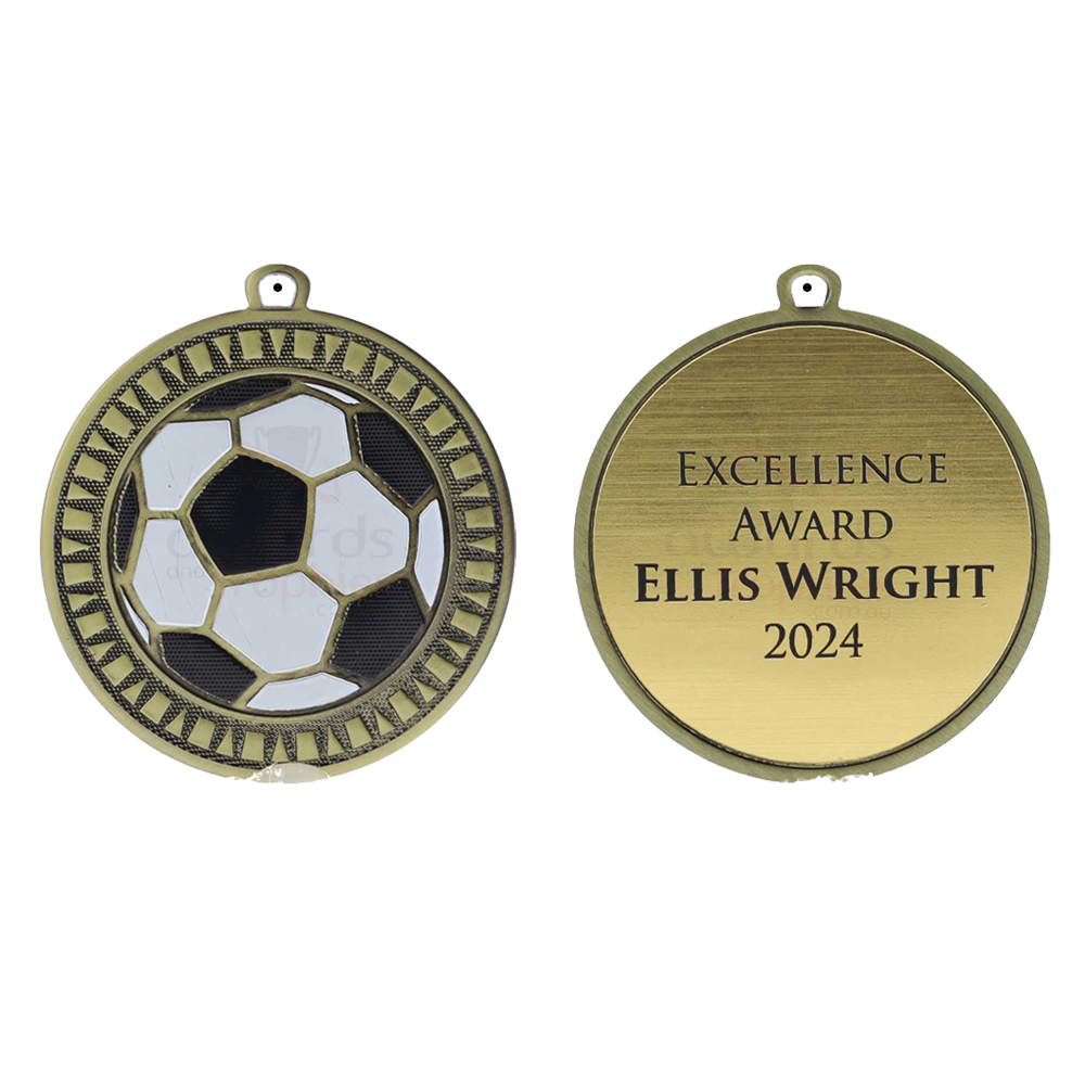 Spark Football Medal 55mm - Antique Gold