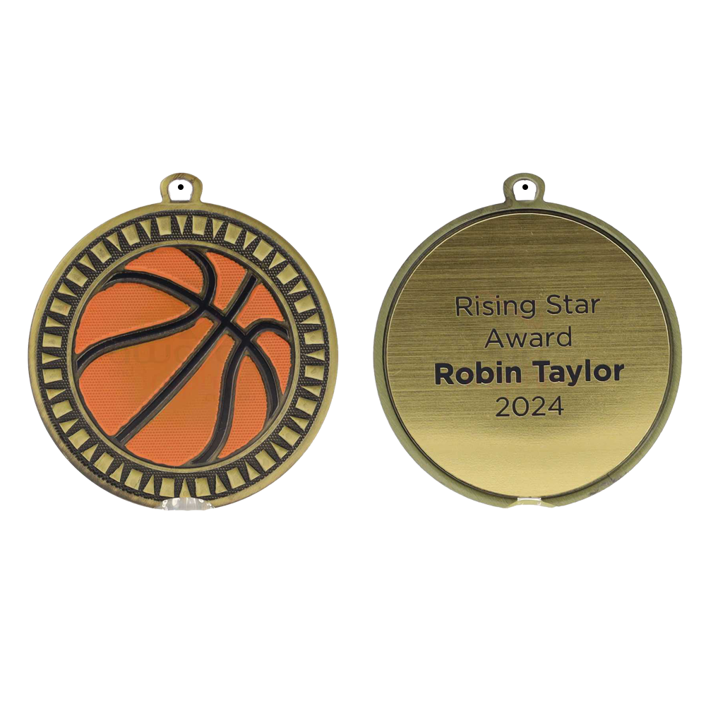 Spark Basketball Medal 55mm - Antique Gold