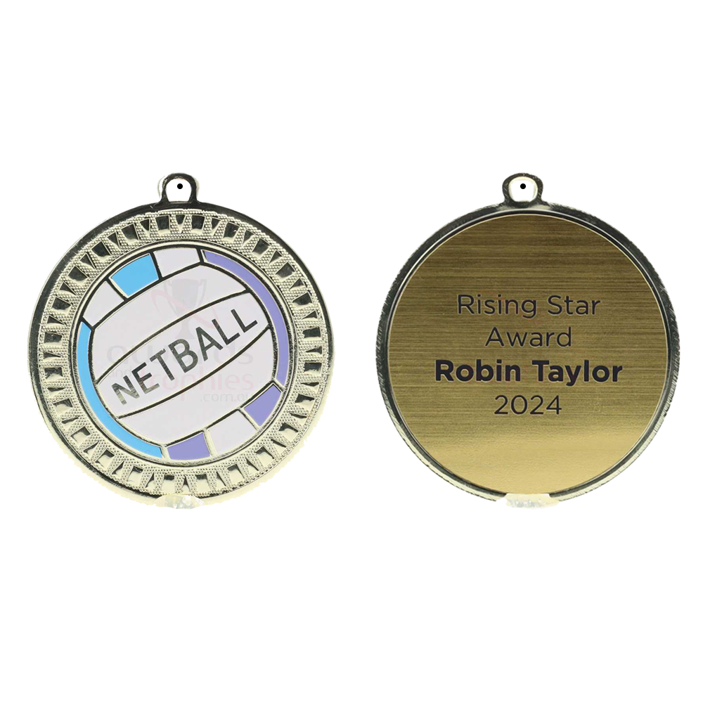 Spark Netball Medal 55mm - Shiny Gold
