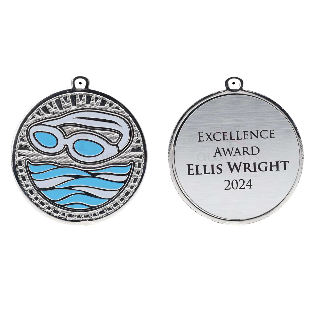 Spark Swimming Medal 55mm - Shiny Silver