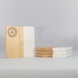Marble & Bamboo Coasters 100mm