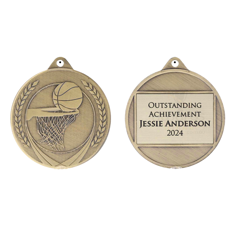 Garland Basketball Medal 50mm - Gold