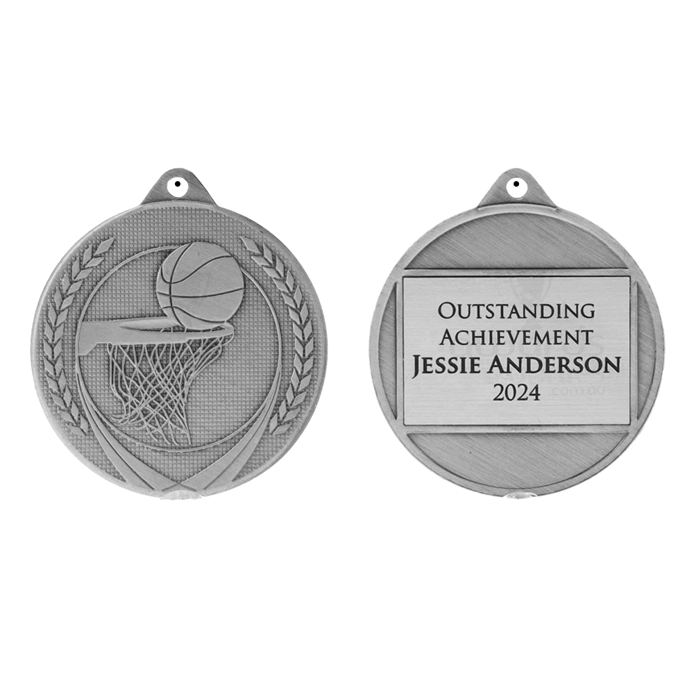Garland Basketball Medal 50mm - Silver