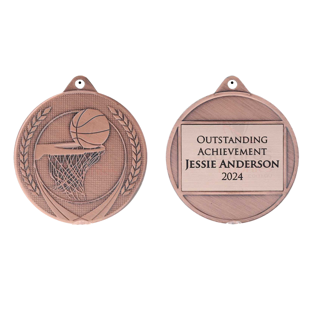 Garland Basketball Medal 50mm - Bronze