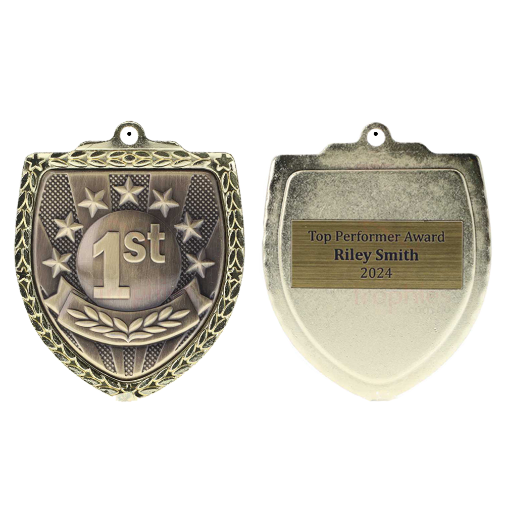 1st Place Shield Medal 80mm - Gold 