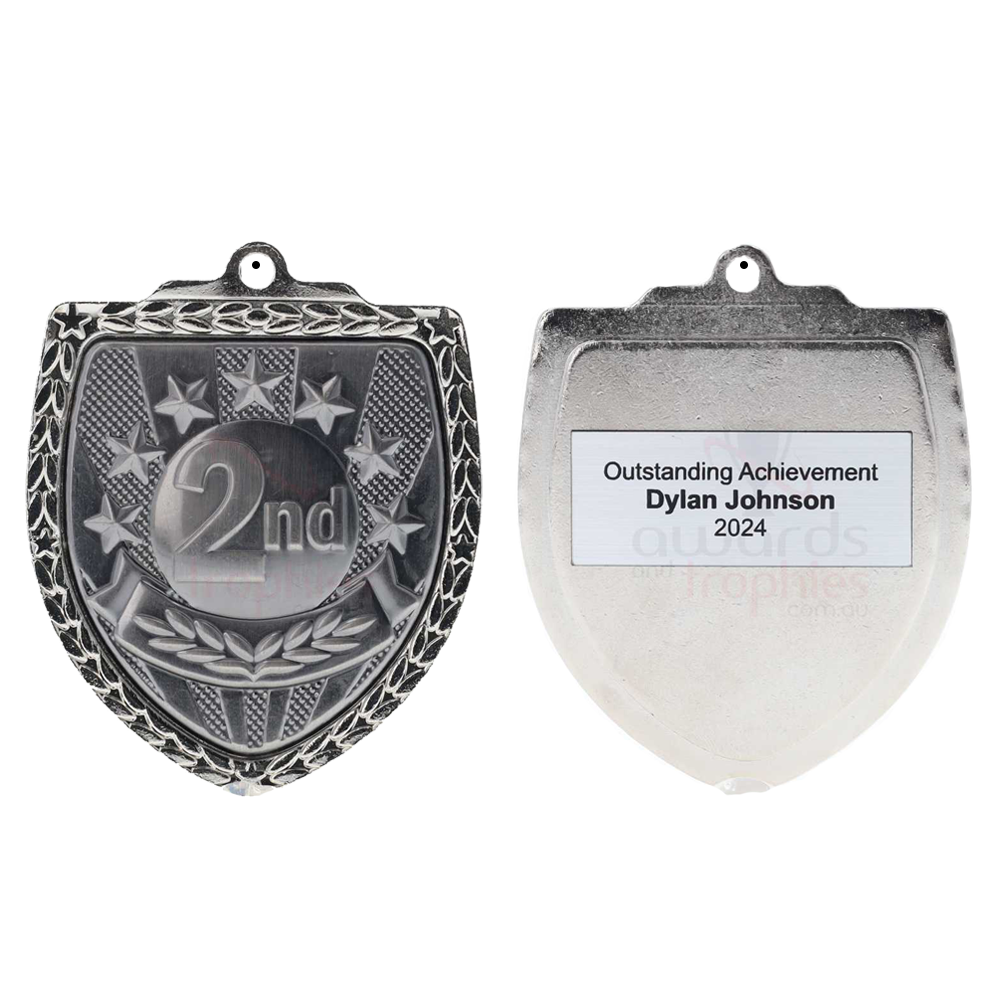 2nd Place Shield Medal 80mm - Silver 