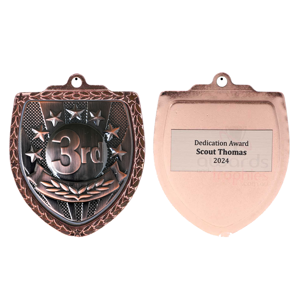 3rd Place Shield Medal 80mm - Bronze