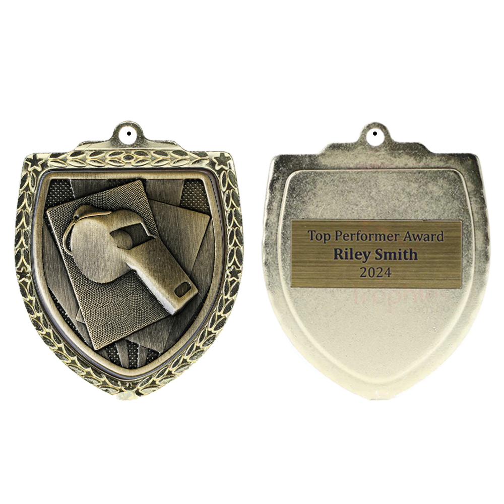 Whistle Shield Medal 80mm - Gold 