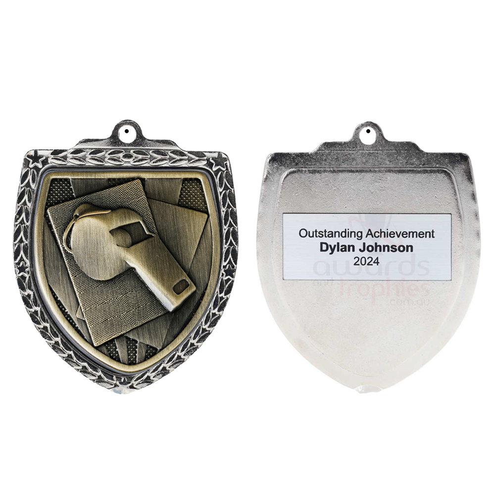 Whistle Shield Medal 80mm - Silver 