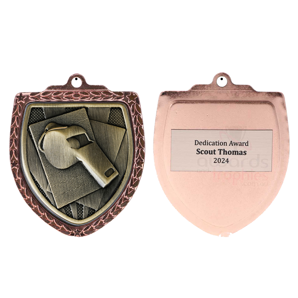 Whistle Shield Medal 80mm - Bronze