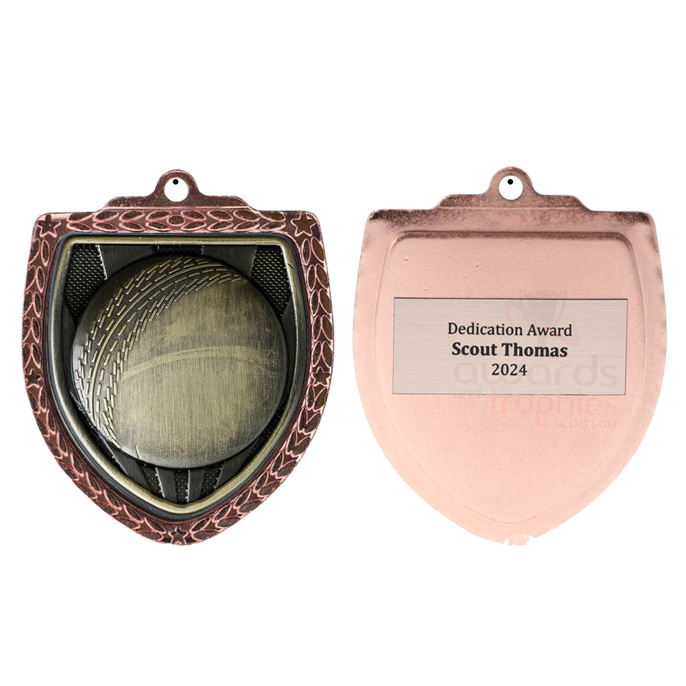 Cricket Ball Shield Medal 80mm - Bronze