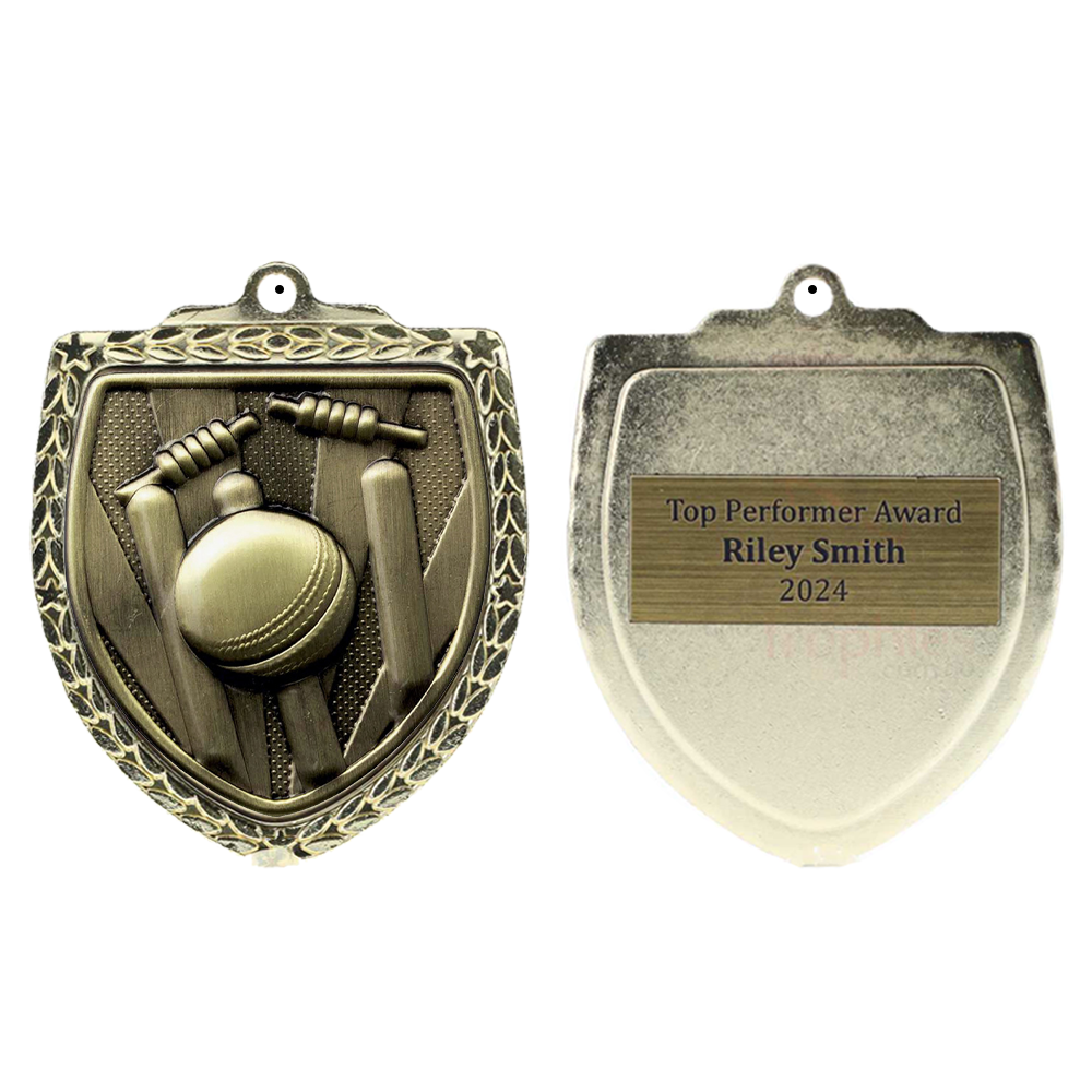 Cricket Shield Medal 80mm - Gold 
