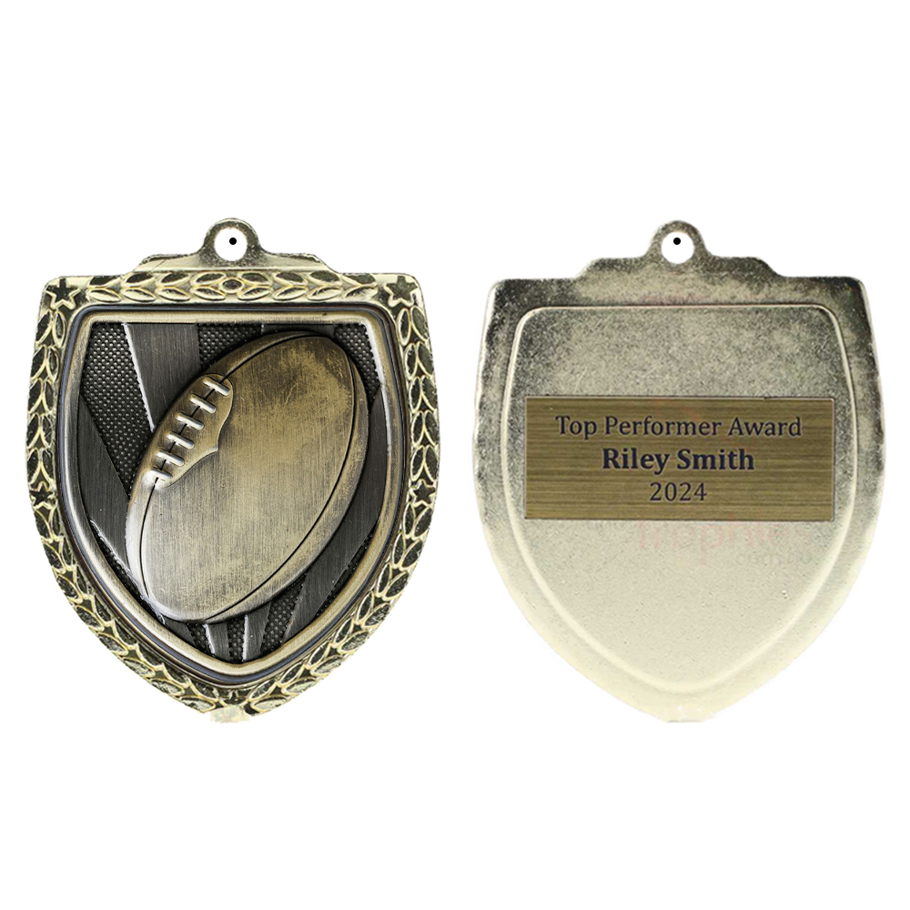 Aussie Rules Shield Medal 80mm - Gold 