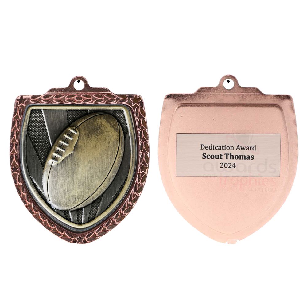 Aussie Rules Shield Medal 80mm - Bronze
