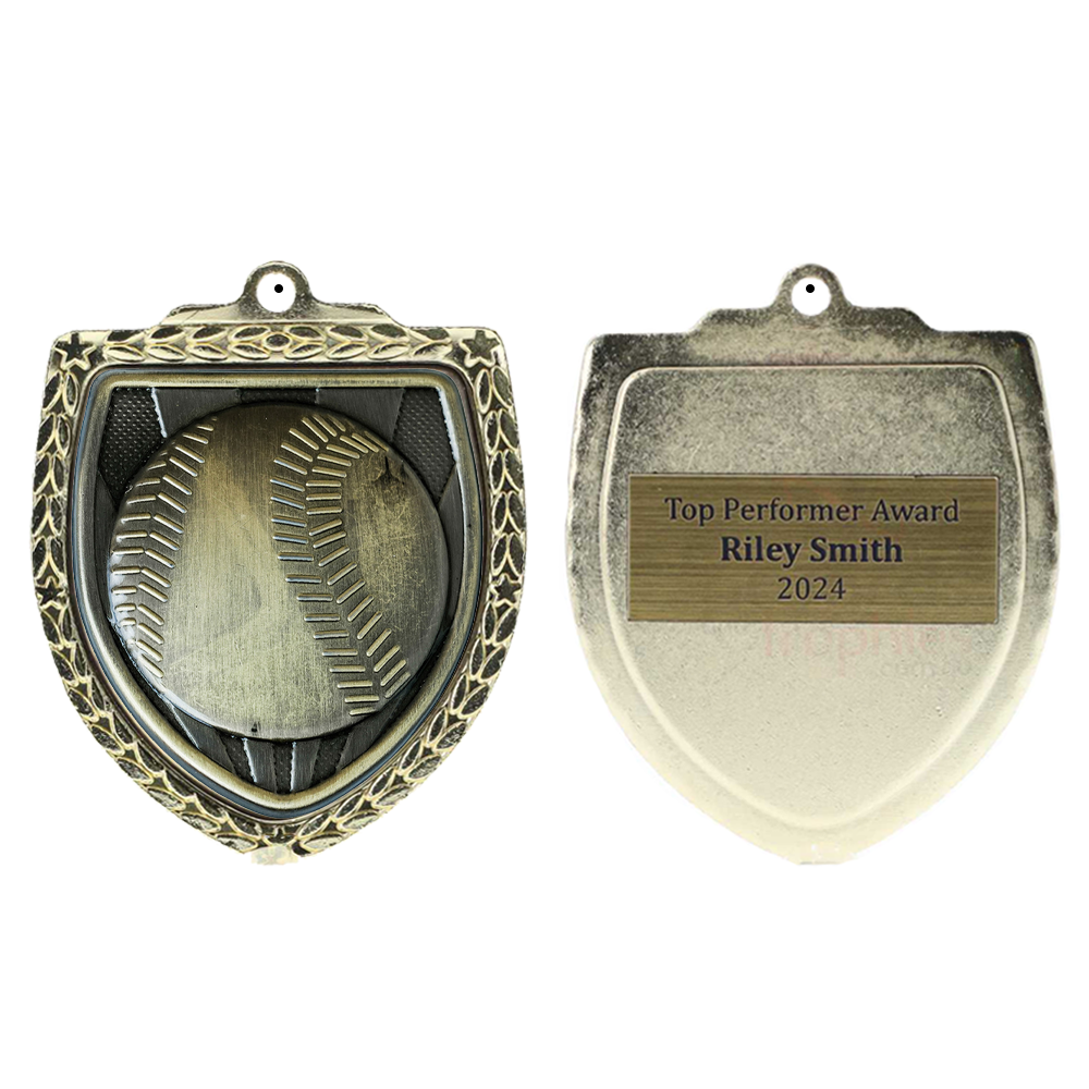 Baseball Shield Medal 80mm - Gold 
