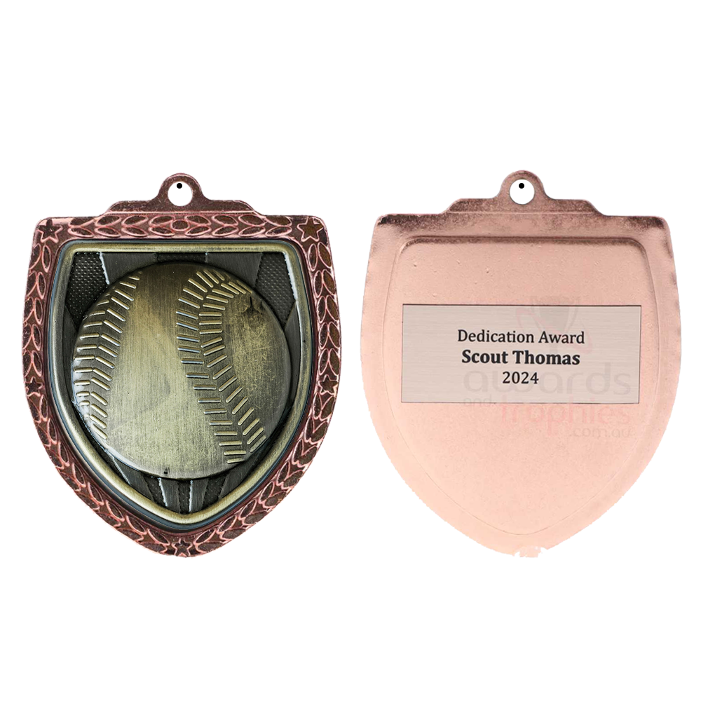 Baseball Shield Medal 80mm - Bronze