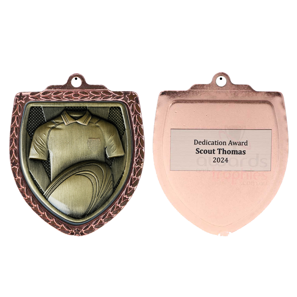 Rugby Shield Medal 80mm - Bronze