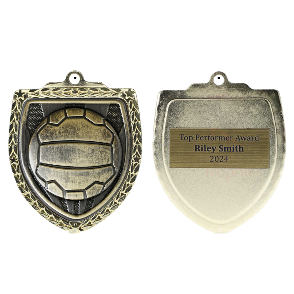 Netball Shield Medal 80mm - Gold 