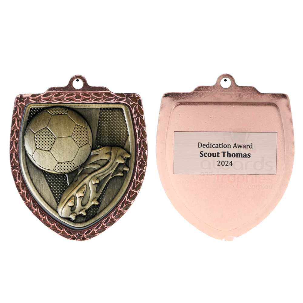 Soccer Boot Shield Medal 80mm - Bronze