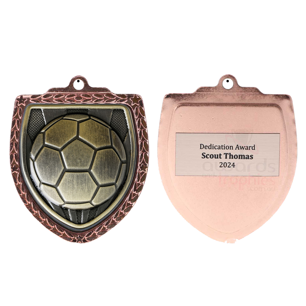 Soccer Ball Shield Medal 80mm - Bronze