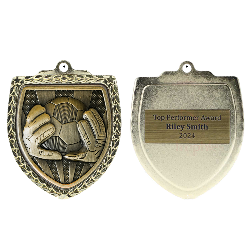 Soccer Goalkeeper Shield Medal 80mm - Gold 
