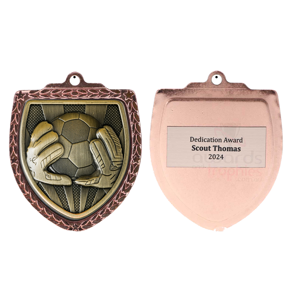 Soccer Goalkeeper Shield Medal 80mm - Bronze