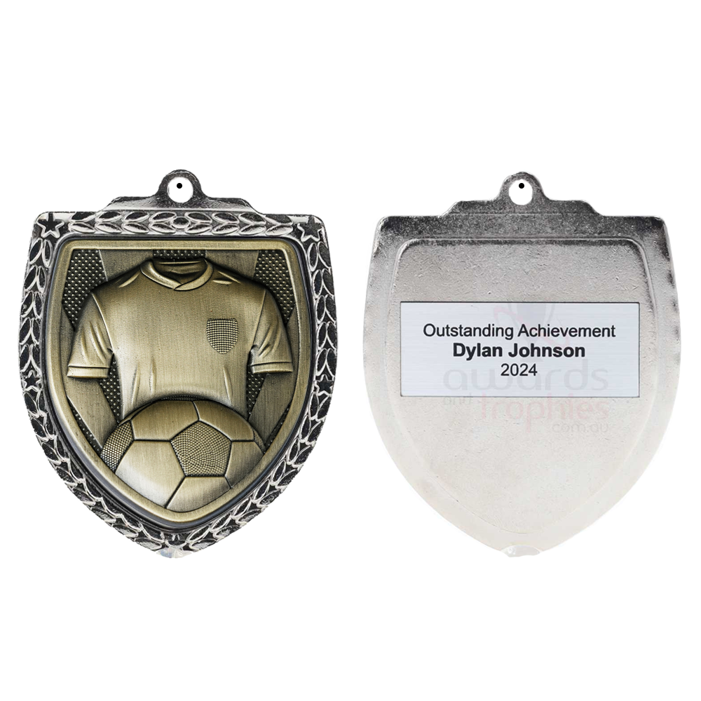 Soccer Shield Medal 80mm - Silver 