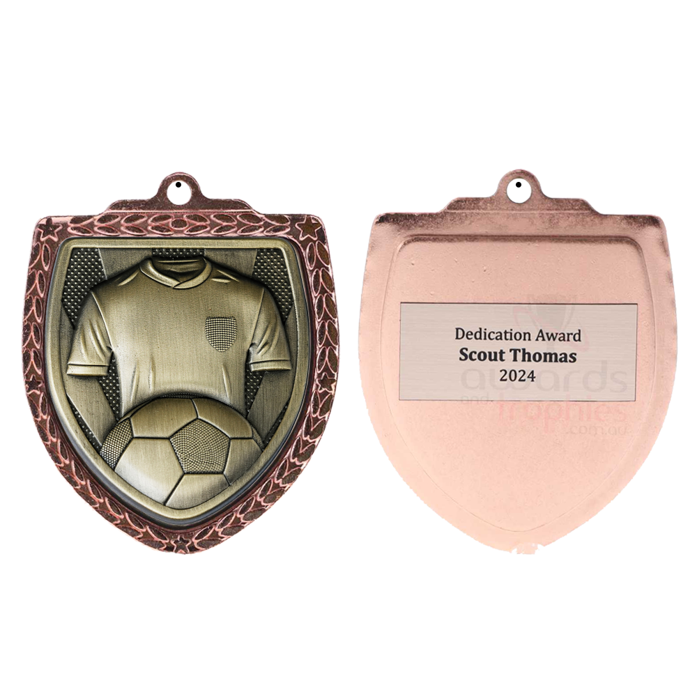 Soccer Shield Medal 80mm - Bronze