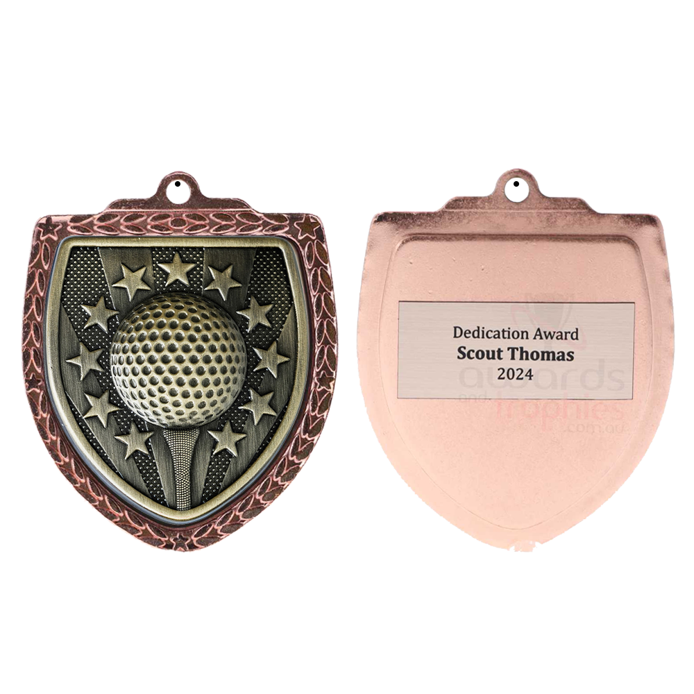 Golf Shield Medal 80mm - Bronze