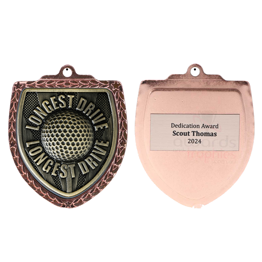 Longest Drive Shield Medal 80mm - Bronze