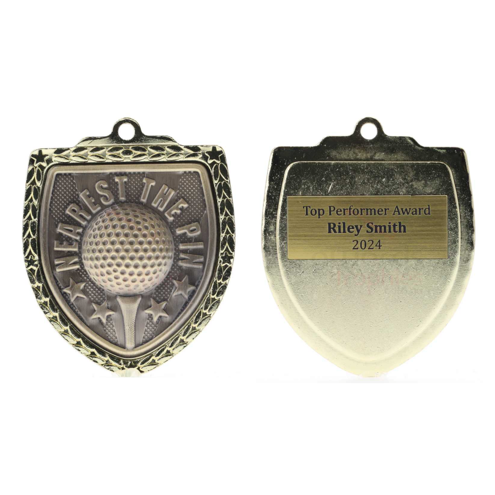 Nearest the Pin Shield Medal 80mm - Gold 