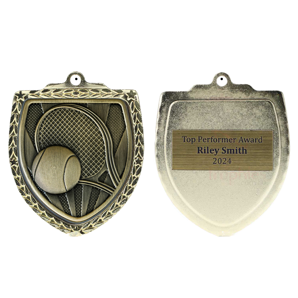 Tennis Shield Medal 80mm - Gold 