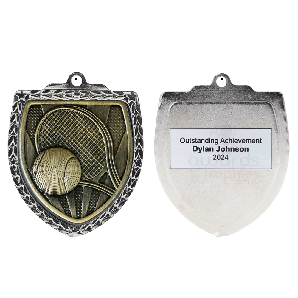 Tennis Shield Medal 80mm - Silver 