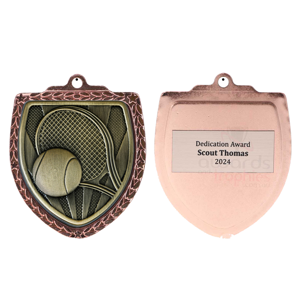 Tennis Shield Medal 80mm - Bronze