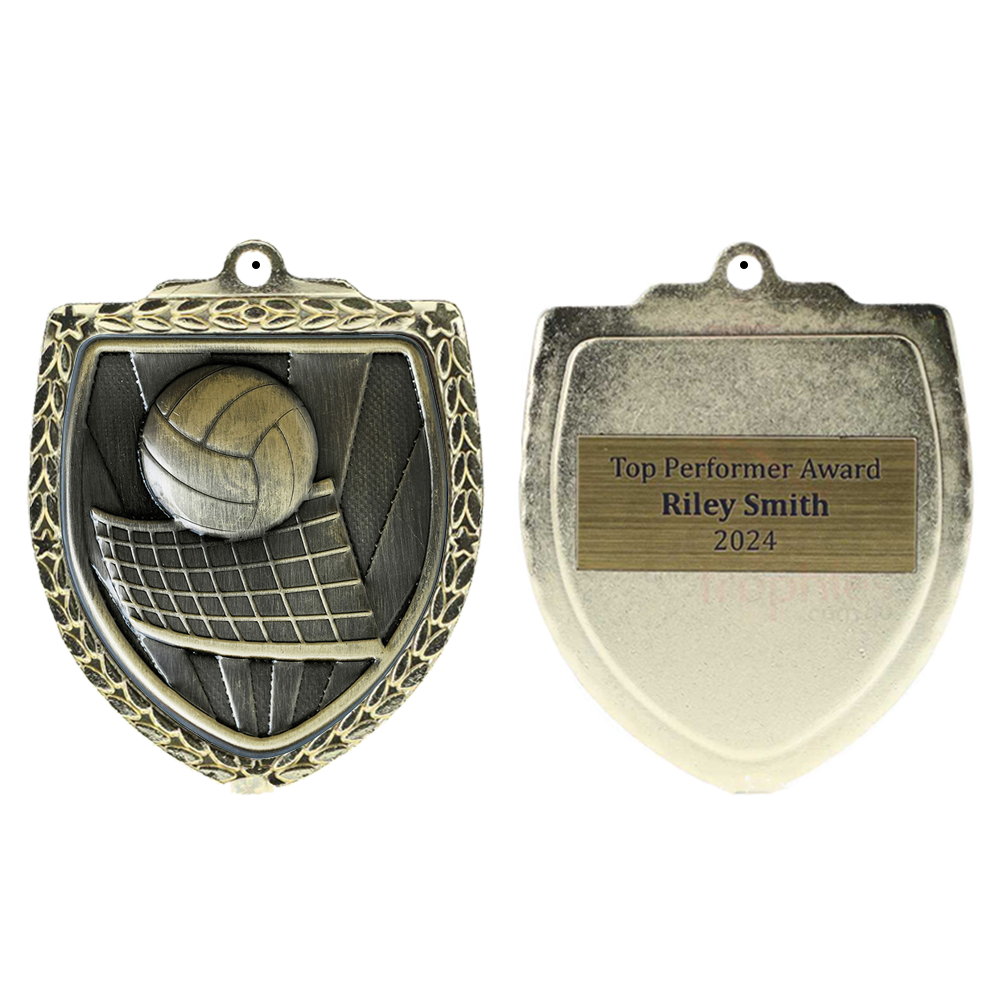 Volleyball Shield Medal 80mm - Gold 