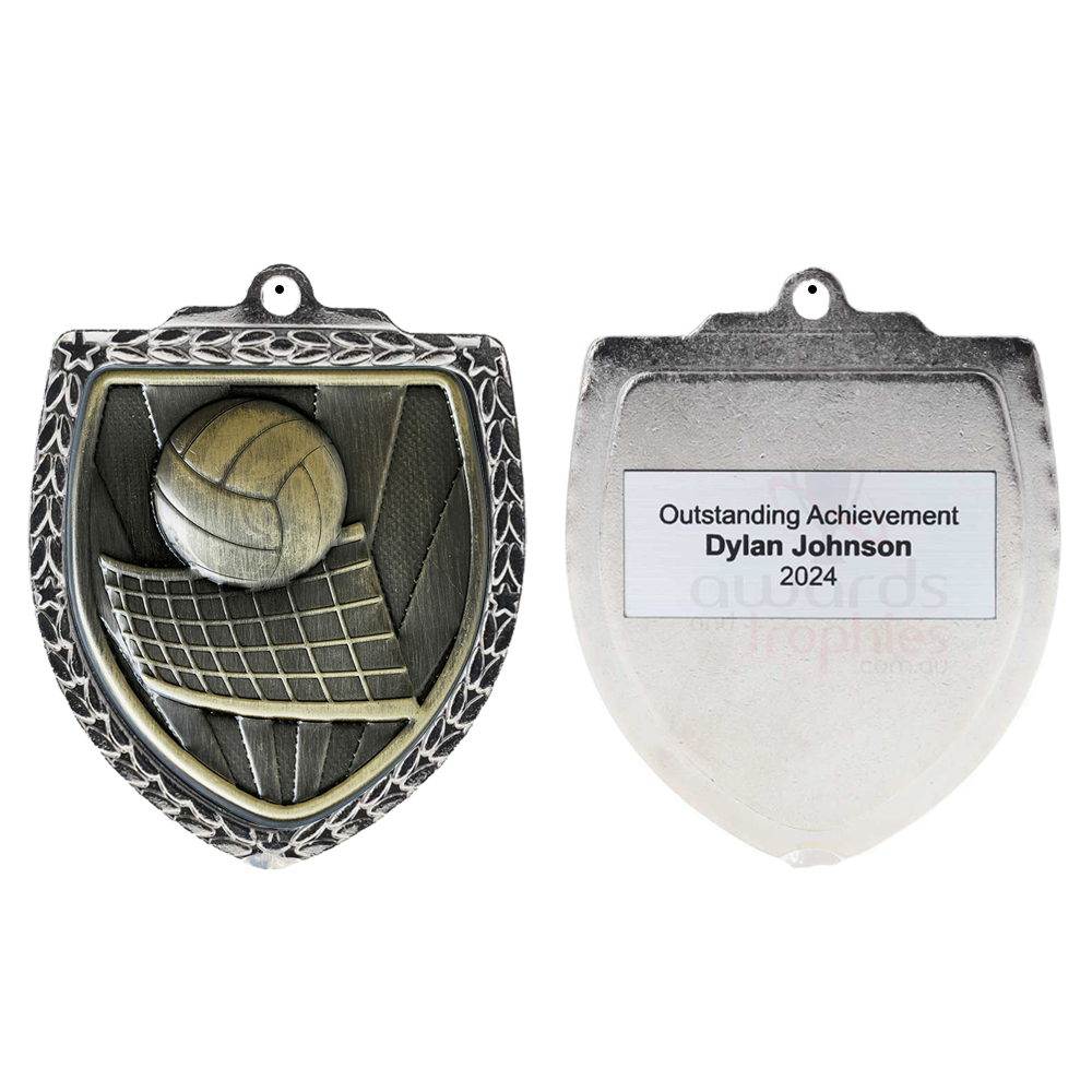 Volleyball Shield Medal 80mm - Silver 
