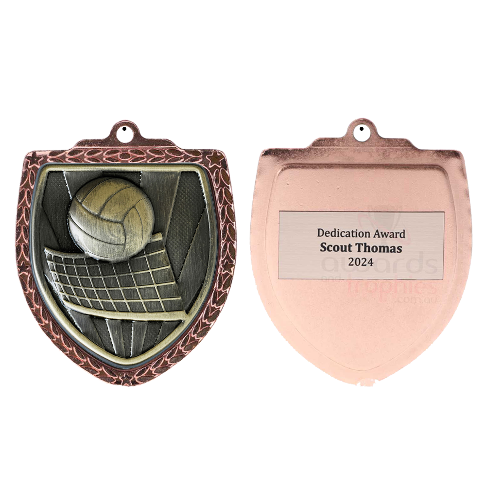 Volleyball Shield Medal 80mm - Bronze