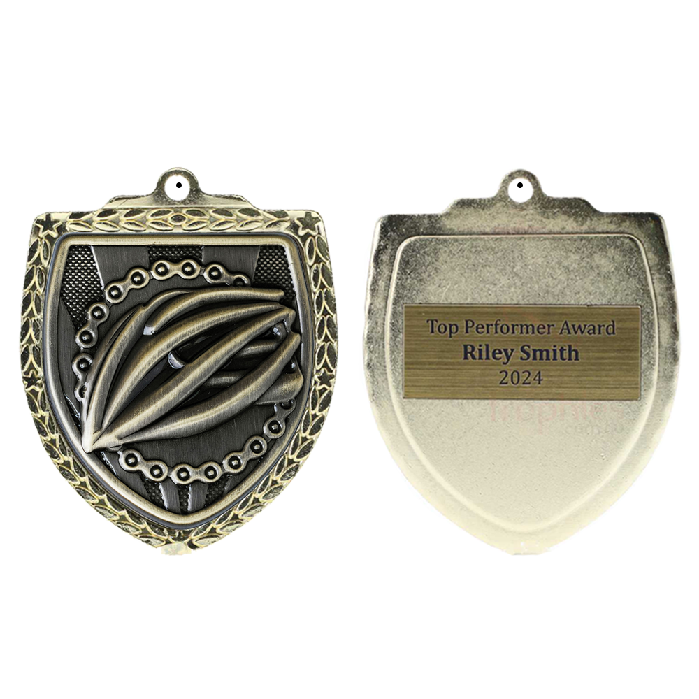 Cycling Shield Medal 80mm - Gold 