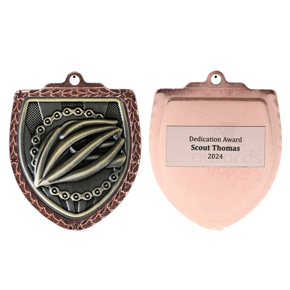 Cycling Shield Medal 80mm - Bronze