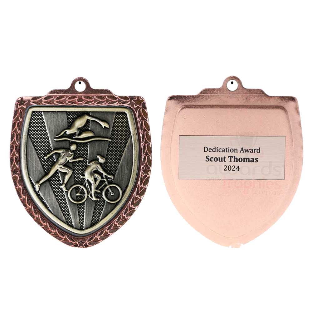 Triathlon Shield Medal 80mm - Bronze