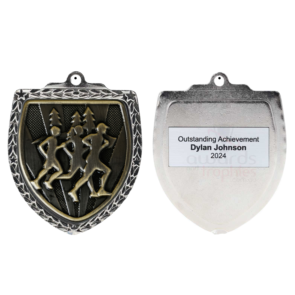 Cross Country Shield Medal 80mm - Silver 
