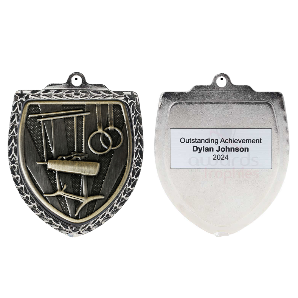 Gymnastics Shield Medal 80mm - Silver 