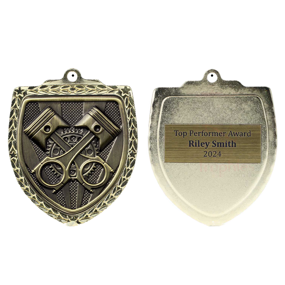 Motorsport Shield Medal 80mm - Gold 