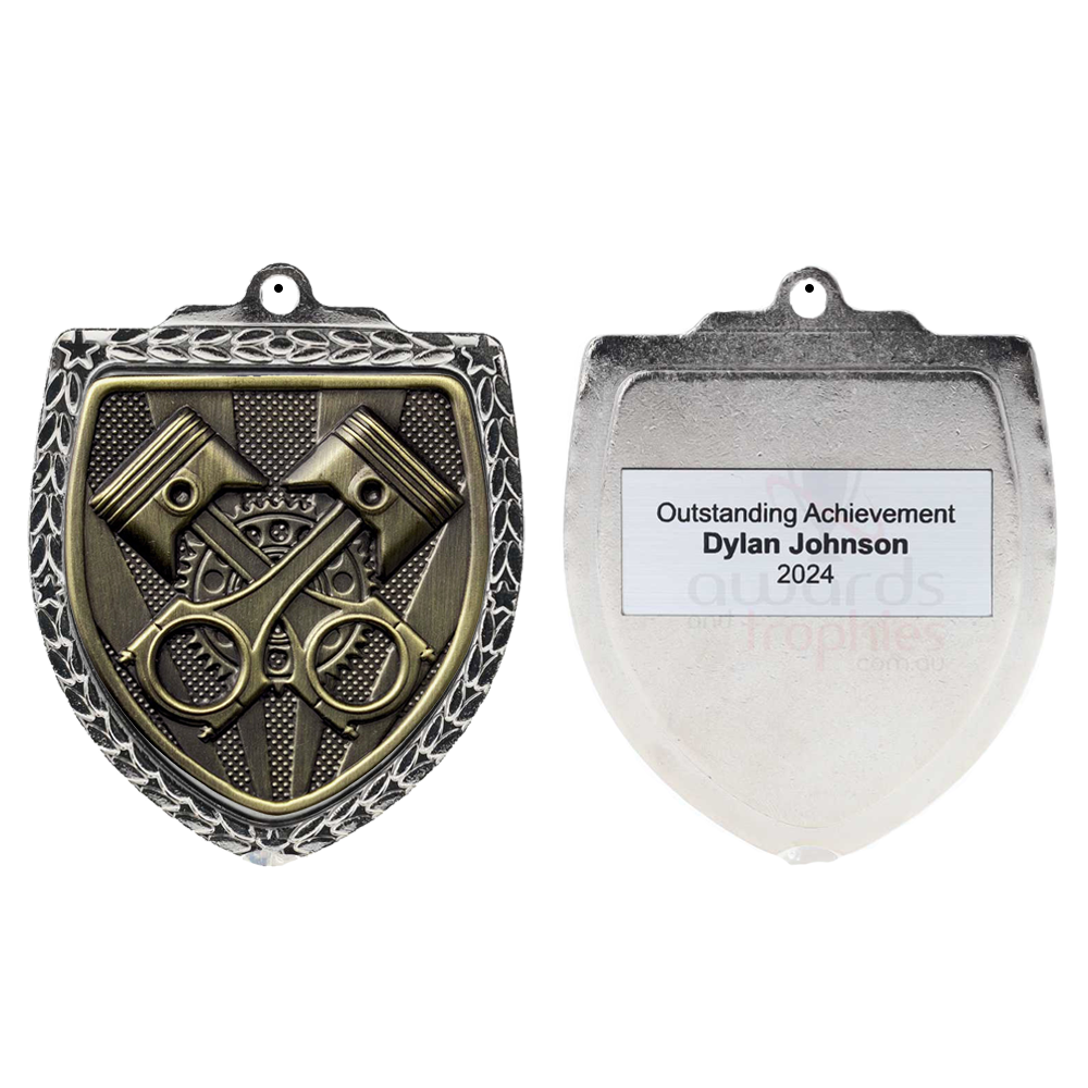 Motorsport Shield Medal 80mm - Silver 