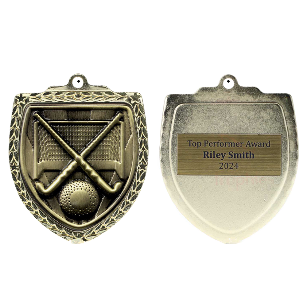 Hockey Shield Medal 80mm - Gold 
