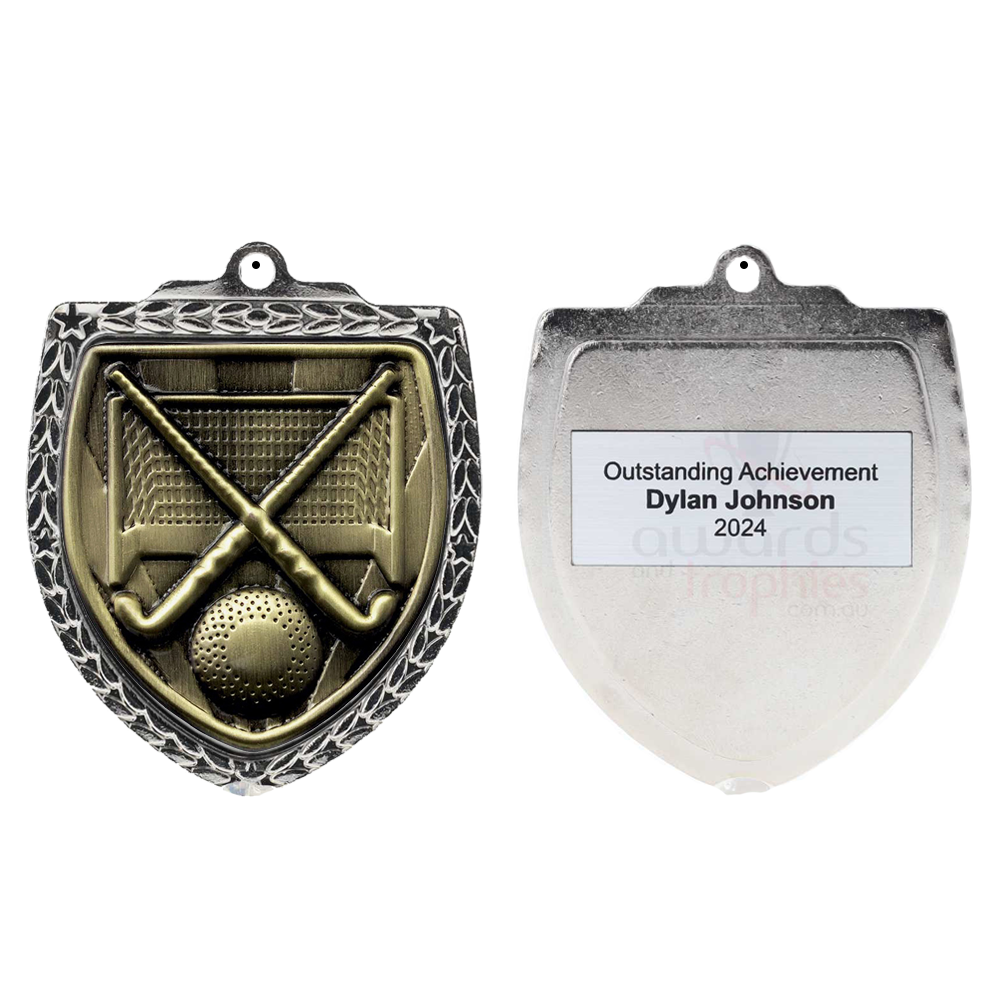 Hockey Shield Medal 80mm - Silver 